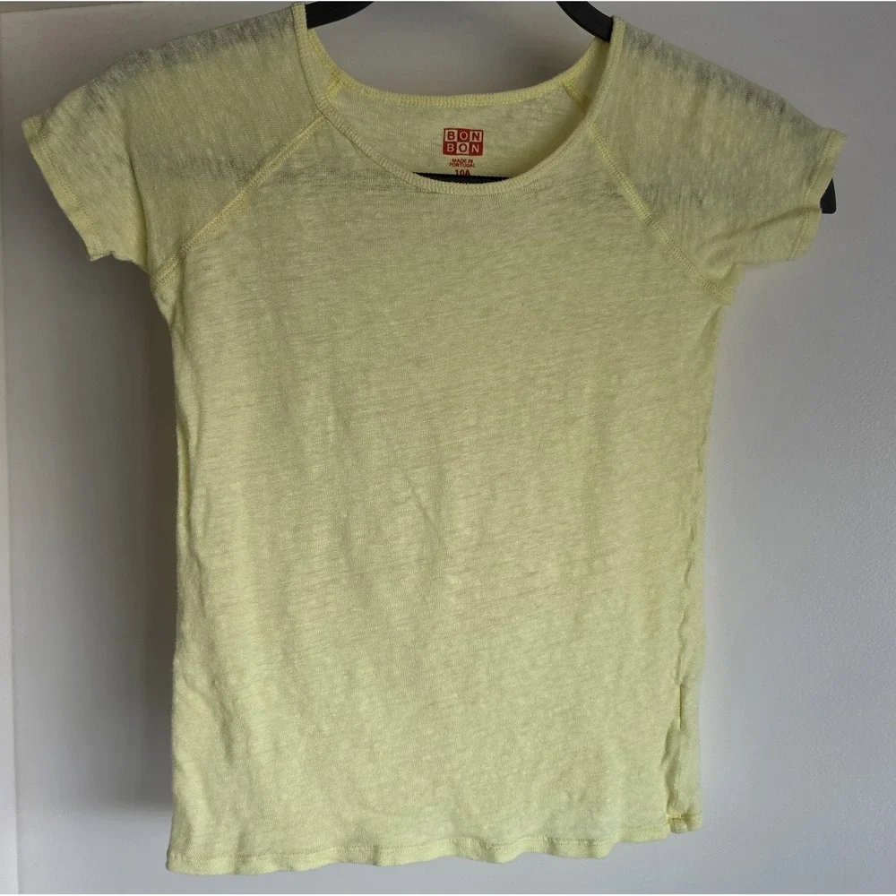 BON Kids T-Shirt Size 10A Yellow Short Sleeve Round Neck Solid Tee Top